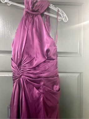 Mac Duggal Vibrant Purple Satin Halter Dress